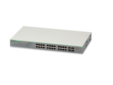 WebSmart switch, 24x 10/100/1000-T PoE+, 4x SFP ports and single fixed PSU, UK Power Cord