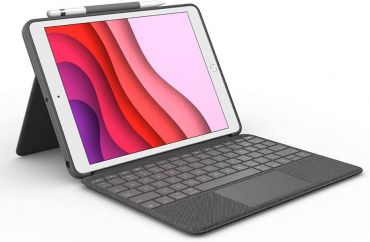 Logitech Combo Touch for iPad (7th and 8th Generation) Keyboard case with trackpad, Wireless Keyboard, Smart Connector Technology COMBO TOUCH