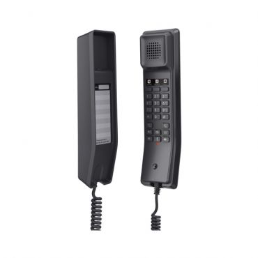 Hotel Bathroom IP Phone, 2 SIP accounts, 2 lines, 1x Ethernet 10/100 no PoE, Wi-Fi, no LCD, 12V/0.5A PSU, Black