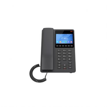 Compact Hotel IP Phone, 2 SIP accounts, 2 lines, 1x Ethernet 10/100 PoE, 480x320 (3.5") Color LCD, no PSU, Black