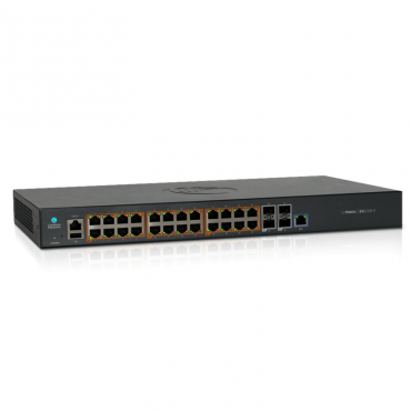 cnMatrix EX2028-P, Intelligent Ethernet PoE Switch, 24 1G and 4 SFP+ fiber ports - UK power cord MX-EX2028PxA-K