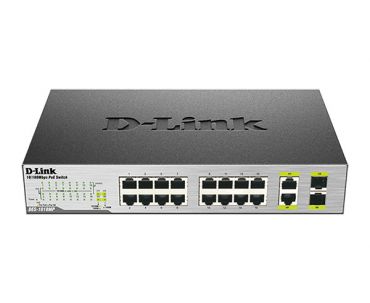 D-Link DES-1018MP 18-Port Fast Ethernet PoE Switch with 2 Gigabit Uplink Ports