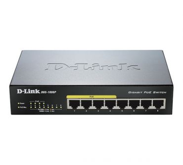 D-Link DGS-1008P 8-Port Gigabit Unmanaged Desktop PoE Switch