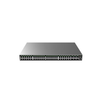 Layer 2+ Managed Network Switch, 48x GbE RJ45 PoE 802.3 af/at, up to 30W per port, 360W total power budget, 6x SFP+, stackable, Internal PSU