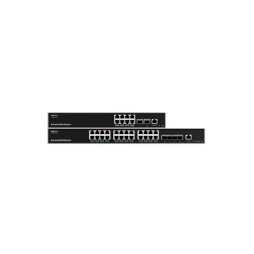 Layer 3 Managed Network Switch, 24x GbE RJ45 PoE 802.3 af/at, up to 60W per port, 4x SFP+, stackable, optional redundant PSU