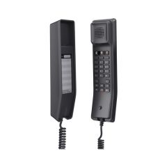 Hotel Bathroom IP Phone, 2 SIP accounts, 2 lines, 1x Ethernet 10/100 no PoE, Wi-Fi, no LCD, 12V/0.5A PSU, Black