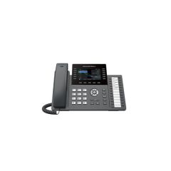 Professional P Phone, 16 SIP accounts, 12 lines, 2x GbE PoE, Wi-Fi, 480x272 (4.3") color LCD, 24 paper BLF keys, 12V/1A PSU